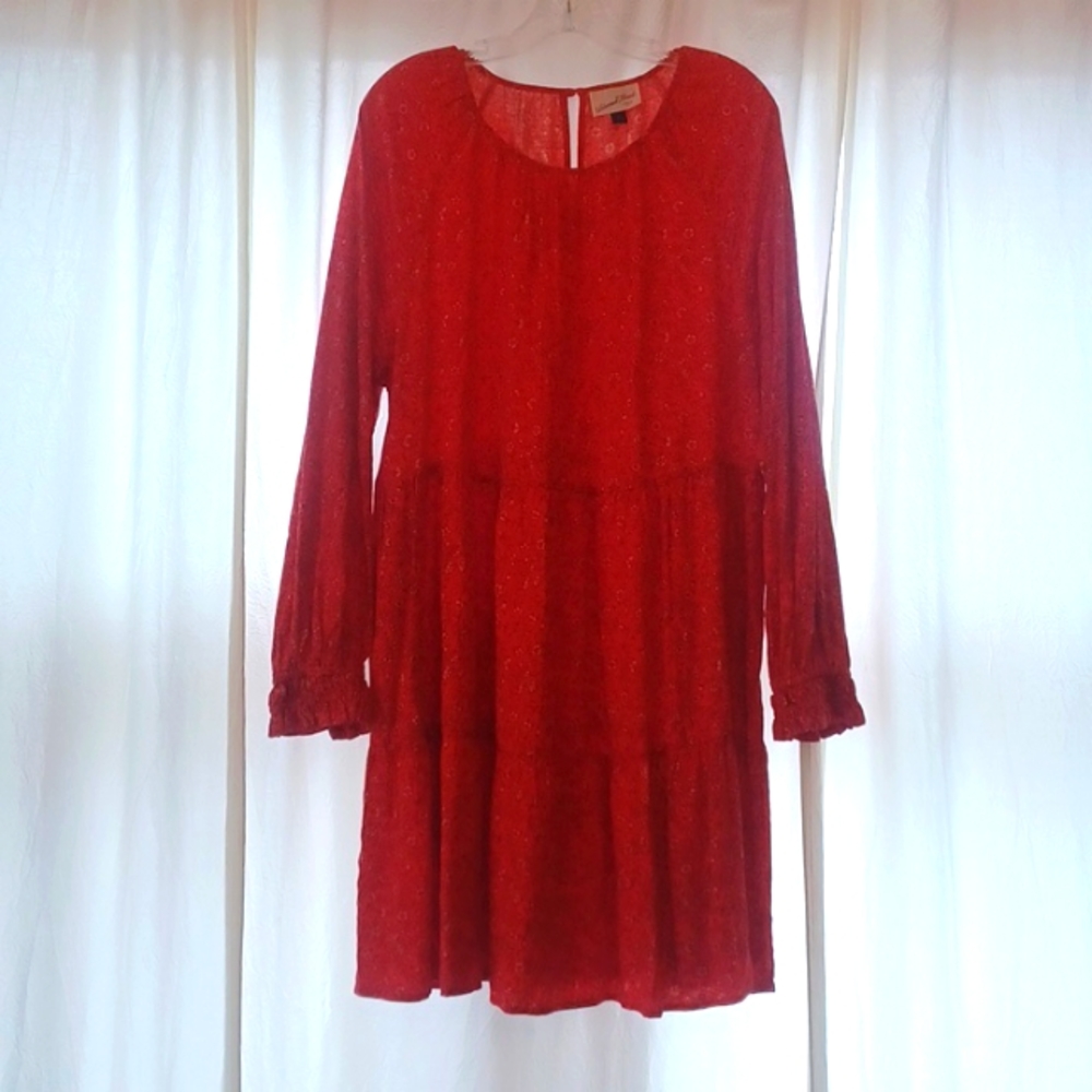 XL Red Floral Universal Threads Tiered Babydoll Prairie Dress from Target